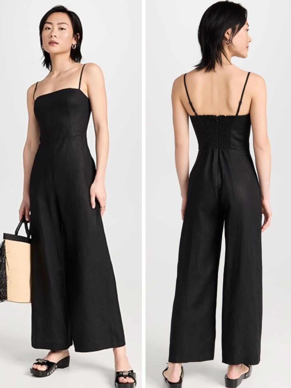 REFORMATION Overland Linen Jumpsuit in Black Size 4